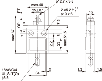 结构尺寸图 - TZ-3103